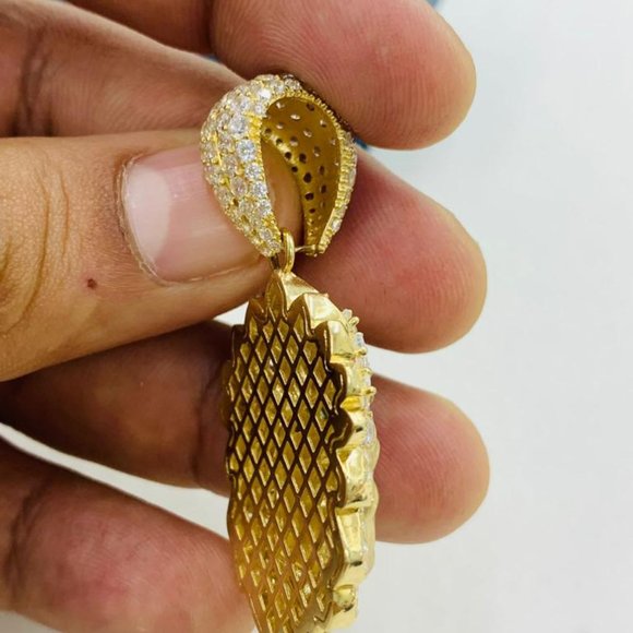 Native American Indian Chief Head Pendant 39x25mm Real 14K Yellow Gold for Mens - Picture 5 of 7